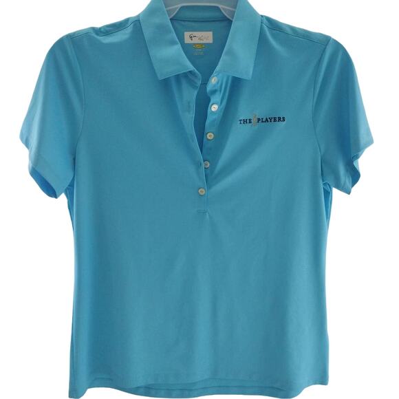 Greg Norman The Players Golf Polo Women's Shirt Size Large Blue Turquoise - Picture 1 of 7